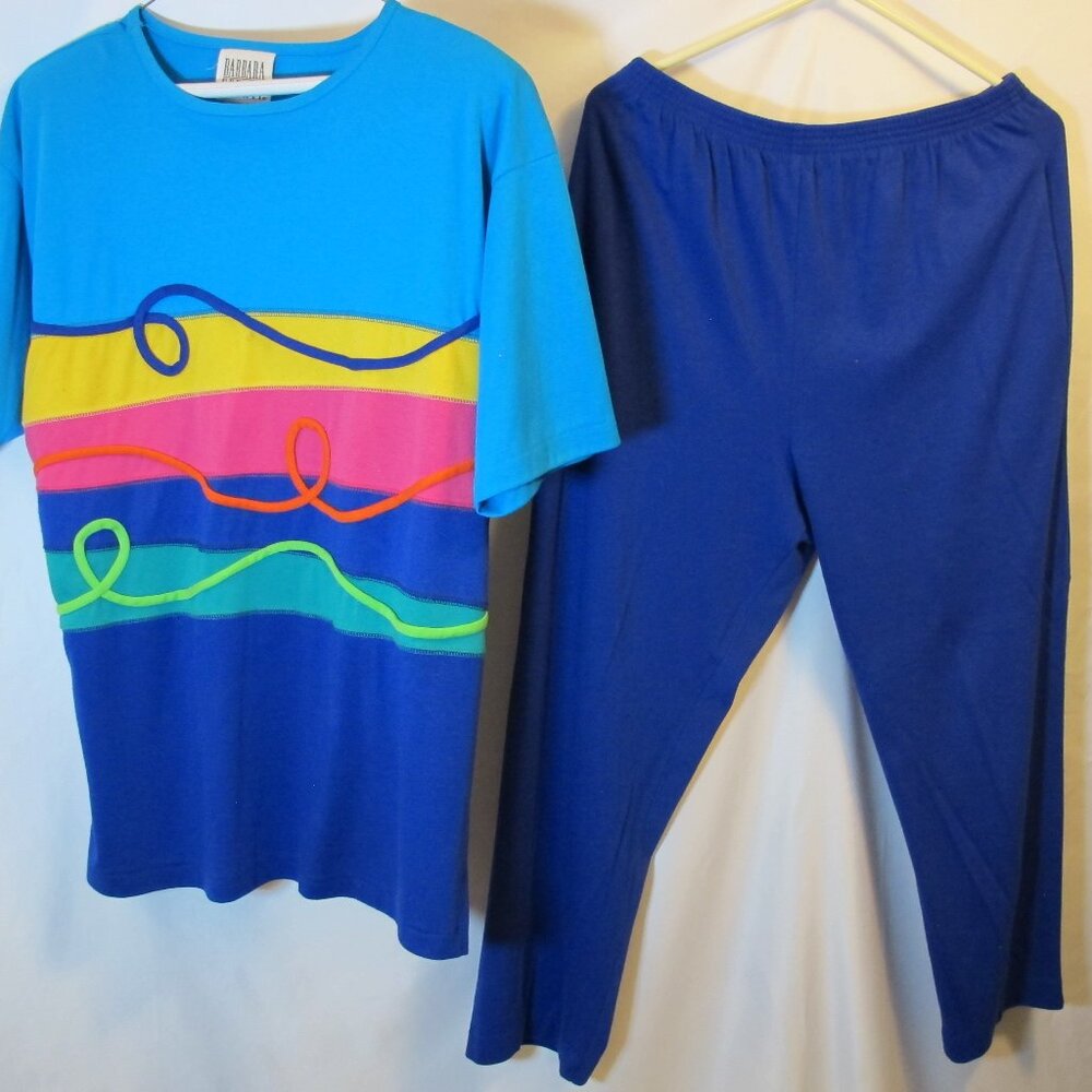 Barbara Gerwit dark blue striped top and pants XL